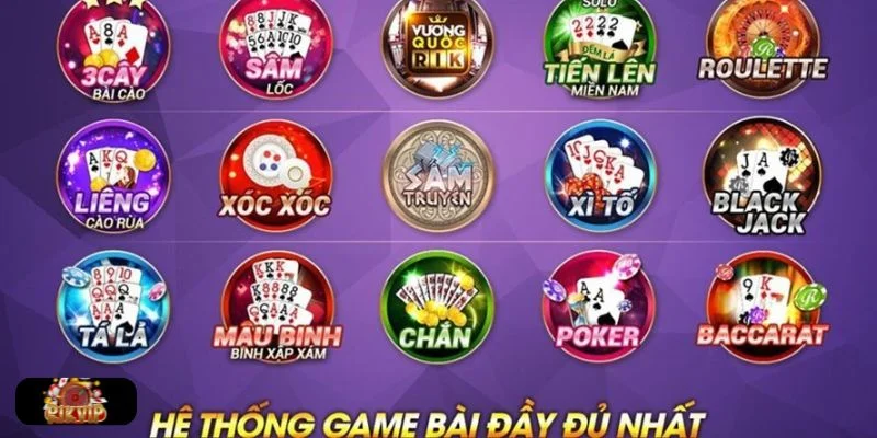Danh sách game bài Rikvip chất lượng cao của nhà cái.